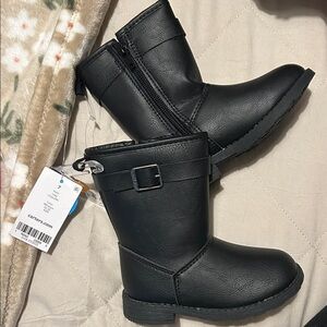 Black Toddler black Boots with Buckle NWT